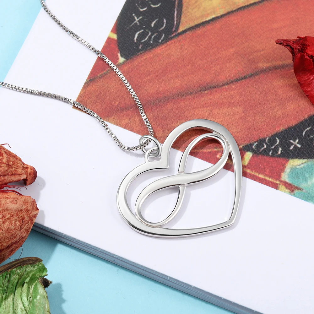 Personalized Infinity Heart Necklace with Engraving 925 Sterling Silver Custom 2 Names Pendant Necklace Best Friend Gift Jewelry - Image 5