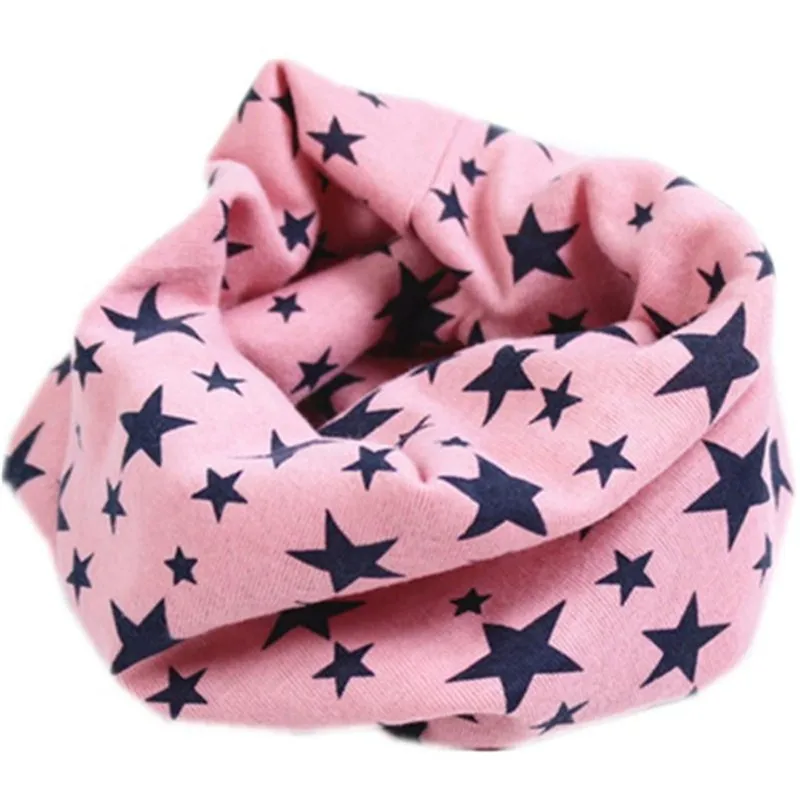star pink Хлопковый детский шарф, зимний теплый детский шарф, детский шарф для девочек и мальчиков с круглым вырезом, теплый детский шарф с воротником - Цвет: star pink