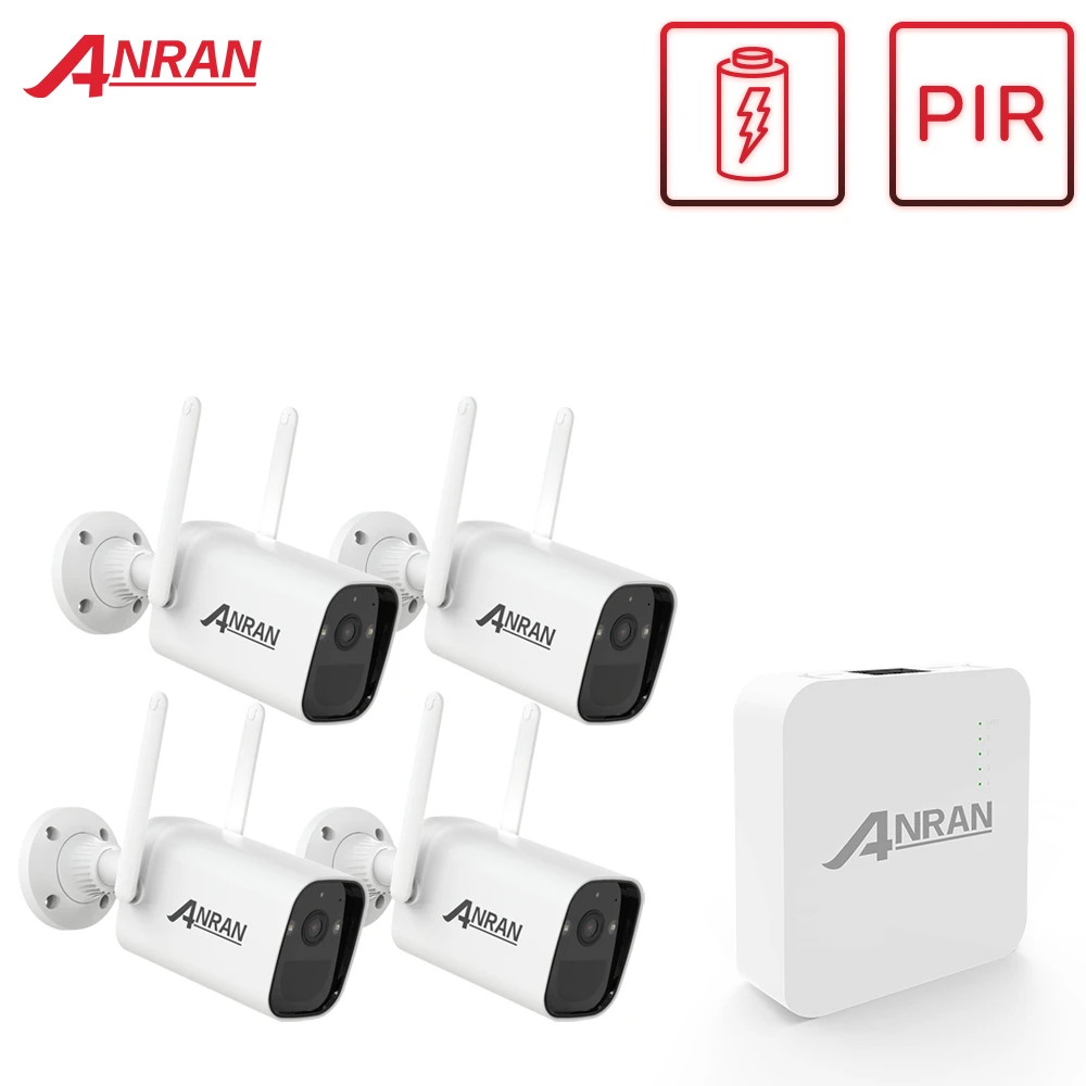 Anran 3mp Solar Panel Wireless Battery Camera Kit Pir Smart Detection