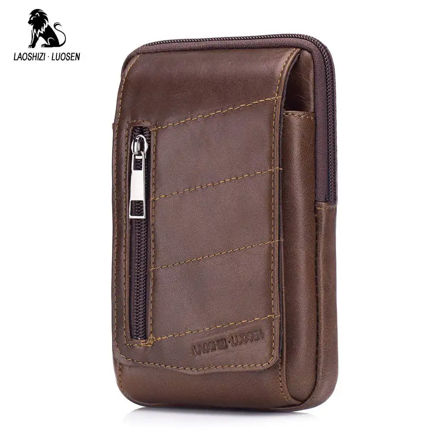 

Spring Summer Genuine Cow Leather Waist Packs Small Waist Bag Men Phone Pouch Bags Leather Travel Waist Pack Zipper Male