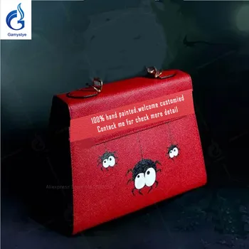 

Hand paint handmake painted Graffiti art Three spiders luxury handbags women bags designer Big capacity Luxury TOTES Women Bags