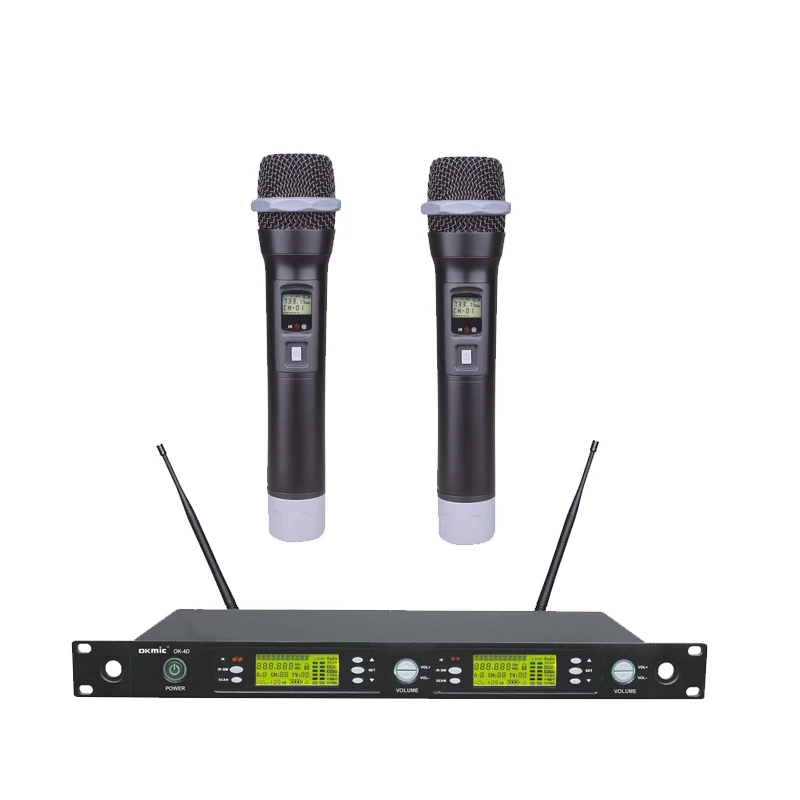 OKMIC OK-4D OK-5500 Профессиональный UHF/PLL Настоящее разнообразие Двойные каналы караоке беспроводной карманный микрофон системы 512 МГц-537 МГц