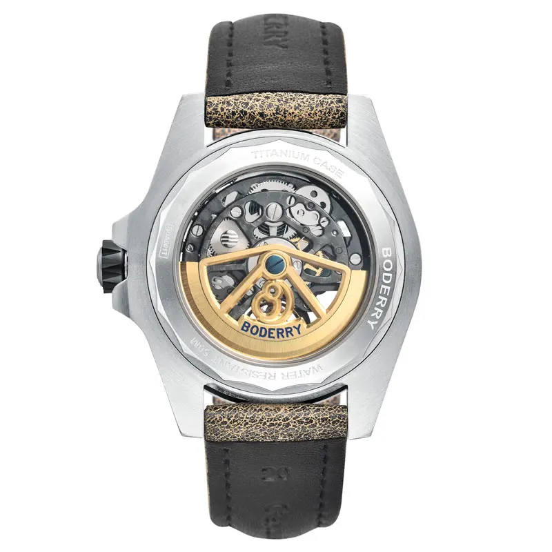 Boderry Urban Men's Titanium Watches Top Brand Fashion Skeleton Automatic Mechanical Waterproof Watch Hi-beat 72H Power-reserve 5