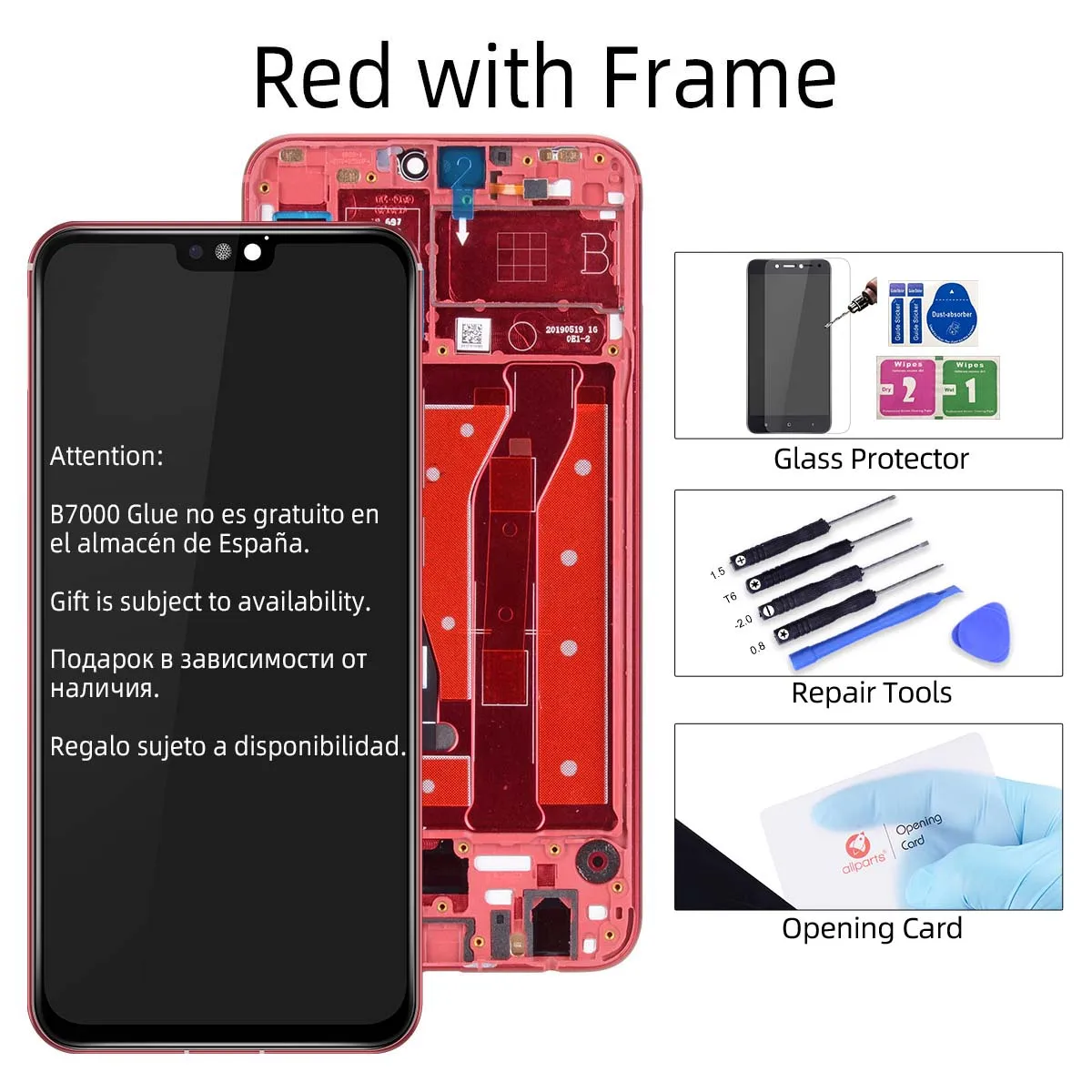 Red with Frame 10 касаний 6," дисплей для huawei Honor 8X ЖК сенсорный экран с рамкой Замена вид 10 Lite JSN-L22 JSN-L21 - Цвет: Red with Frame