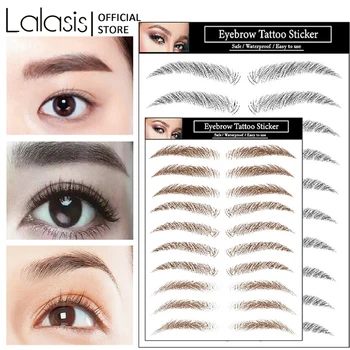 

Lalasis Eyebrow Tattoo Sticker Brown Black Long Lasting Natural Fake Eyebrow Hair Like Eyebrows Makeup Waterproof Cosmetics