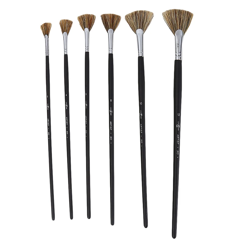 

6pcs/Set Special Offer Wild Boar Bristle Brush Pen Set Fan Shape Art Supplies Painting Pen Oil Paint Brush Student Stationery