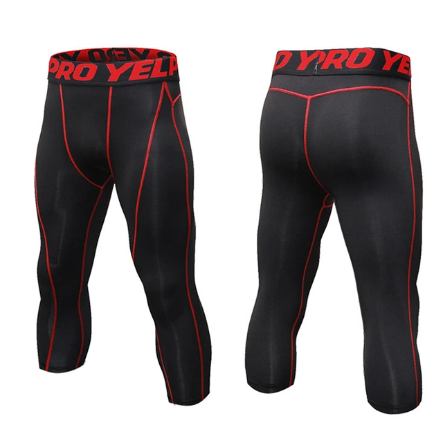 Customize Logo Compression Men Sports Capri Pants Quick Dry Elastic Running  Tights Gym Fitness Crossfit Sportswear Leggings 3/4 - Running Tights -  AliExpress