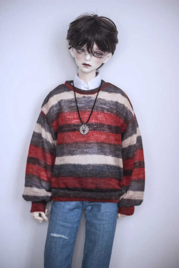 BJD Одежда для кукол подходит для 1/3 1/4 размер коричневый рис красный серый полоса вязаная футболка универсальный топ кукла аксессуары - Цвет: Черный