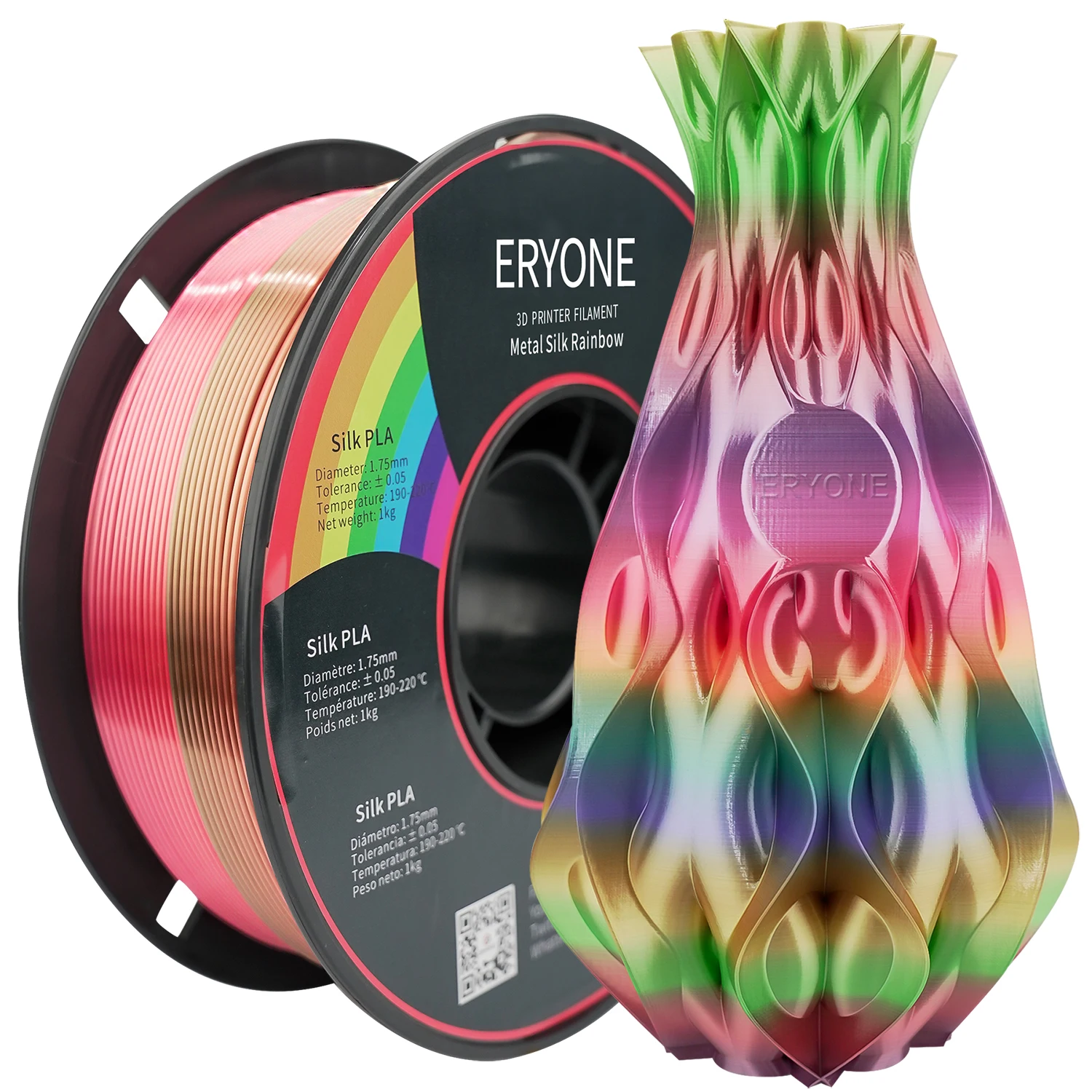 Eryone Rainbow PLA Filament Multicolor Perfect Spooled 1.75mm 1KG Texture For 3d printer Fast Shipping 3d printer filament 3D Printing Materials