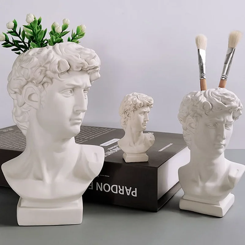 Greek Mythology Sculpture Figurine David Head Portraits Bust Mini Gypsum Statue 