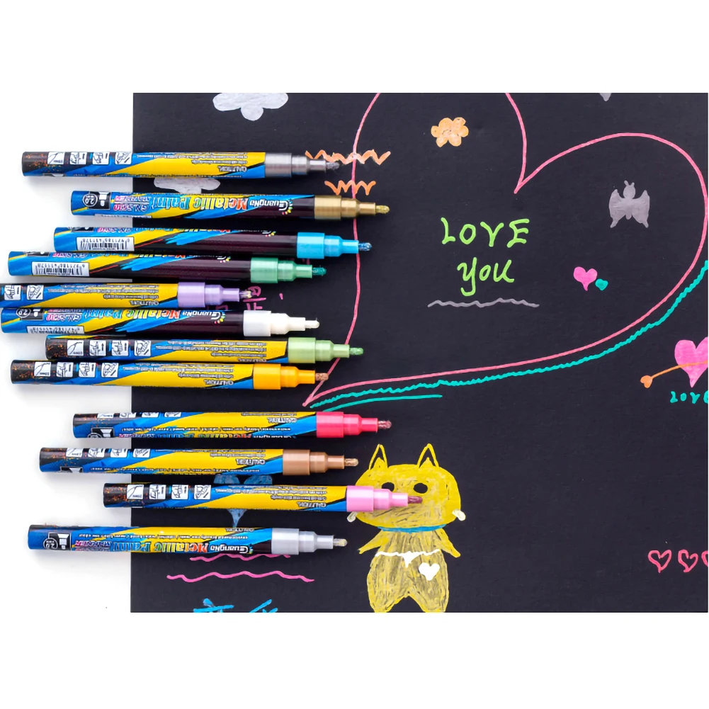 Metálicos para Cartões Carta de Assinatura de Escrita Cores Metálico Marcador Canetas 0.7mm Extra Pintura Marcadores Permanentes 18 4 High Quality Material escolar e de escritório