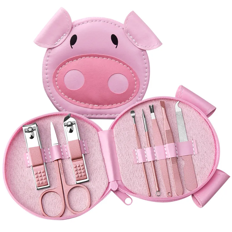8Pcs Cartoon Design Pedicure Manicure Set Nail Cuticle Clippers Cleaner Grooming Kit Case Tool MS31 3