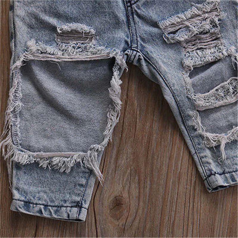 Baby Girl Summer Clothes Set Dot Sleeveless Top Vest Hole Jeans Pants Bow Headband Outfits 3pcs