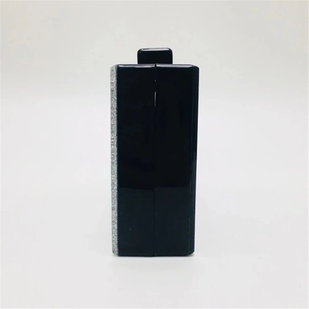 19Brand designer stylish new vertical shape striped evening bag classical black silver acrylic clutch purse cute causal handbags