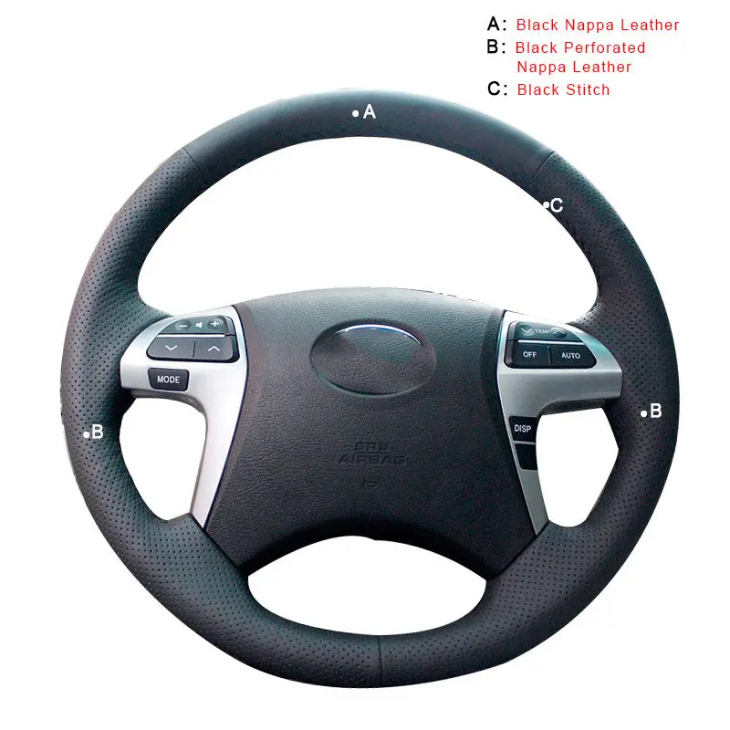 Top Layer Leather Авто оплетка на Руль Обложка для Toyota Highlander 2008 2009 2010 2011 2012 2013 Camry Вручную прошитый рулевого колеса автомобиля крышки - Название цвета: Top Layer Leather