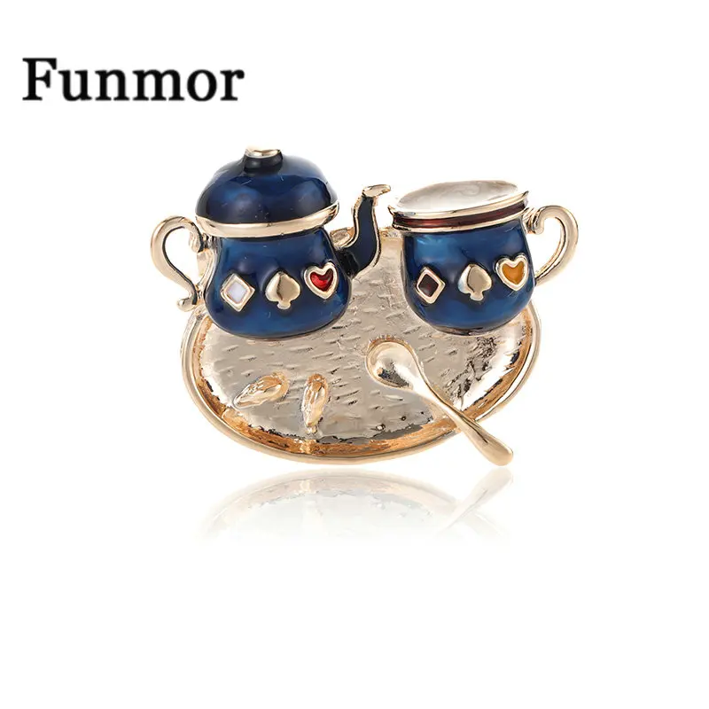 Funmor новая Изысканная кофейная чашка Броши эмалированные булавки для женщин и