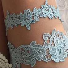 Свадебные подвязки кружева синий вышивка ноги Цветочные Женщины/Невеста для кольца 2 шт комплект с подвязками подвязка Свадебные бедра
