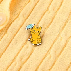 Cute Yellow Cat Brooches Pins Take Mask Badges With Animal Pins For Backpacks Brooches Clothes Jewelry For Women Accessories