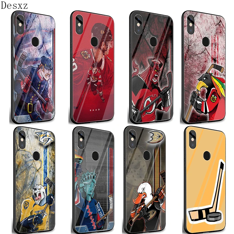 Стекло чехол для телефона для Xiaomi mi F1 A1 A2 5X 6X Red mi Примечание 5 6 7 Pro 6A 4X крышка хоккейный спортивный красочные