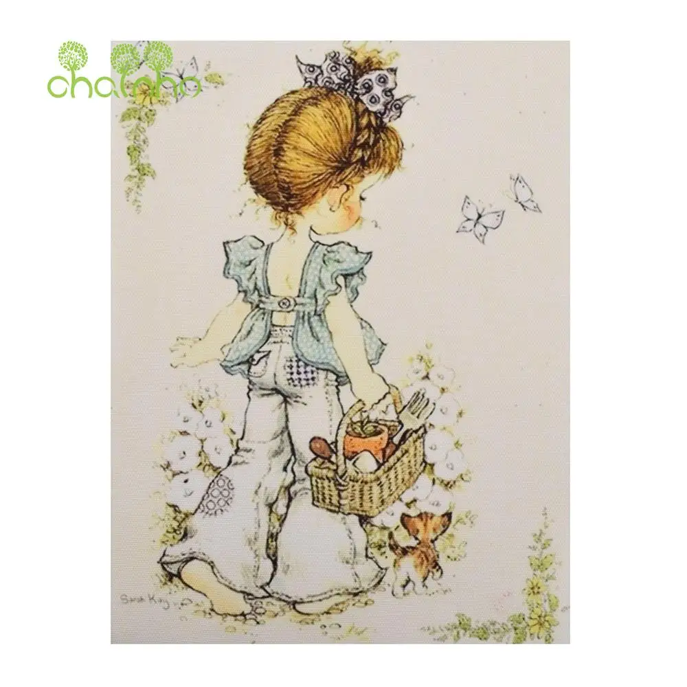 Hand Dyed Cotton Canvas Fabric,Child's Leisurely Life,For DIY Sewing & Quilting Purse  Cover Home Decoration Material,15x20cm