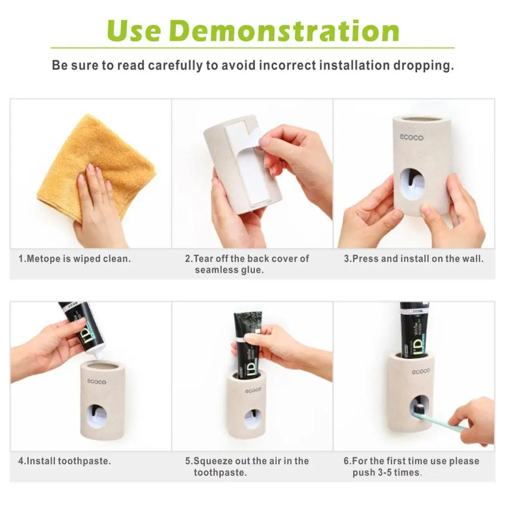 ECOCO Automatic Toothpaste Dispenser Non-toxic Wall hanger Mount Dust-Proof Toothpaste Squeezer Wall Mount Bathroom Accessories