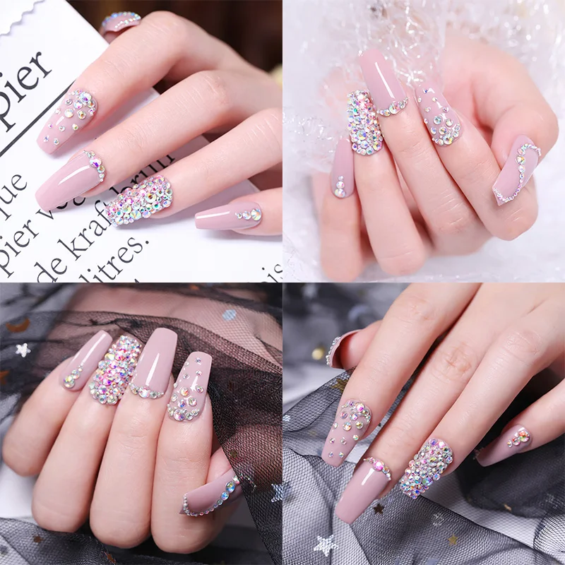 1 Bag Multi-size Glass Nail Rhinestones For Nails Art Decorations Crystals Strass Charms Partition Mixed Size Rhinestone