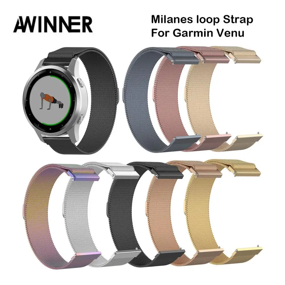 

For Garmin Venu Fashion Stainless Stee Mesh Belt Watch Band Wrist Strap Bracelet Smart watch Wearable accessories