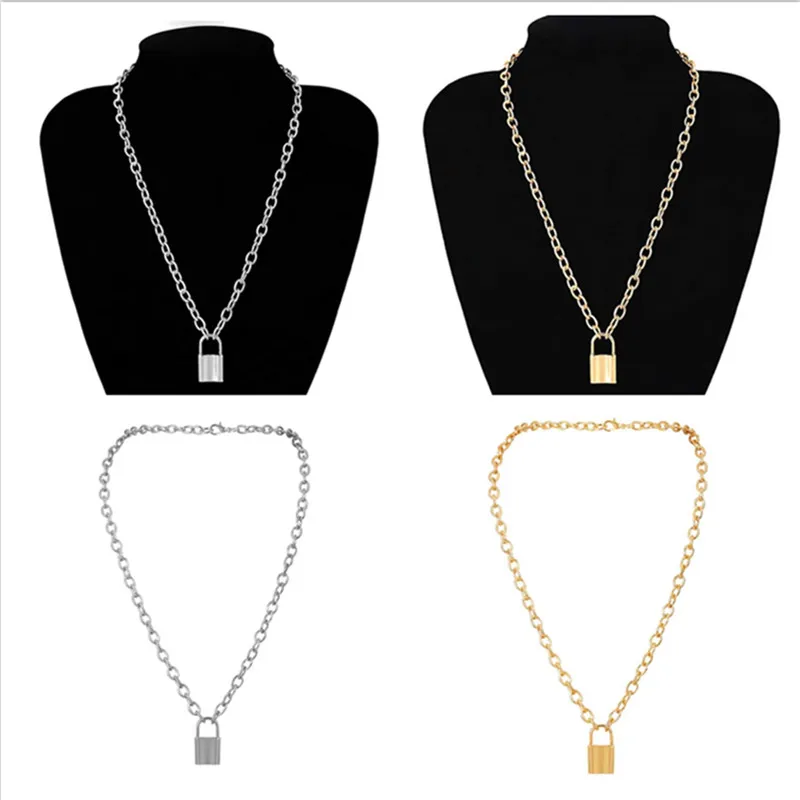 1Pcs Women PadLock Pendant Necklace Cable Chain Necklace Friendship Gifts Jewelry 50cm