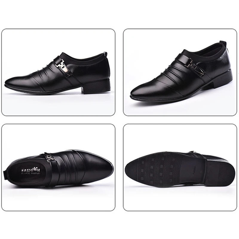 Кожаная мужская повседневная обувь,, высокое качество, деловая брендовая мужская обувь, нескользящая, свадебная, вечерняя, официальная обувь размера плюс 38-48