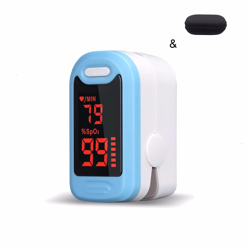 blue and case JYHealth светодиодный Пульсоксиметр цифровой портативный монитор насыщения крови кислородом Spo2 PI PR oximetro de dedo pulsioximetro - Цвет: blue and case