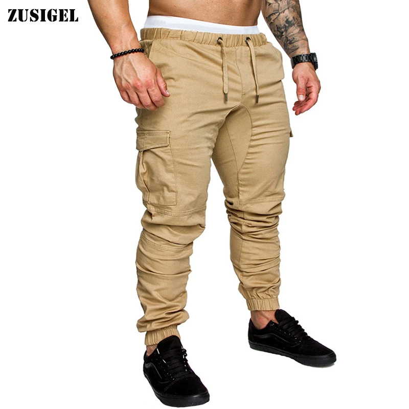 

ZUSIGEL Cargo Joggers Pants Multi Pockets Design Solid Mens Harem Pants New Autumn Drawstring Cotton Men Trousers