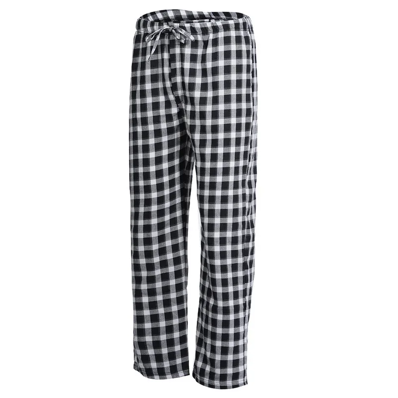 Men Spring Summer Plaid Sleep Bottoms Mens Pajama Sleepwear Pants Mens Plus Size Pyjama Trousers Mens Plaid Sleep Bottoms