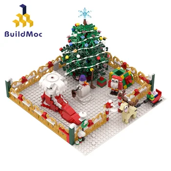 

Friends Amusement park Christmas Winter Village City Train decoration Building Blocks Santa Claus Bricks Toys Gifts