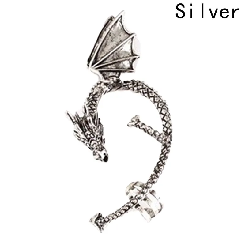 Silver Дракон Кафф клипсы для Для женщин Винтаж ювелирные изделия высокое качество новая мода вычурный, панковый Единорог - Окраска металла: Silver