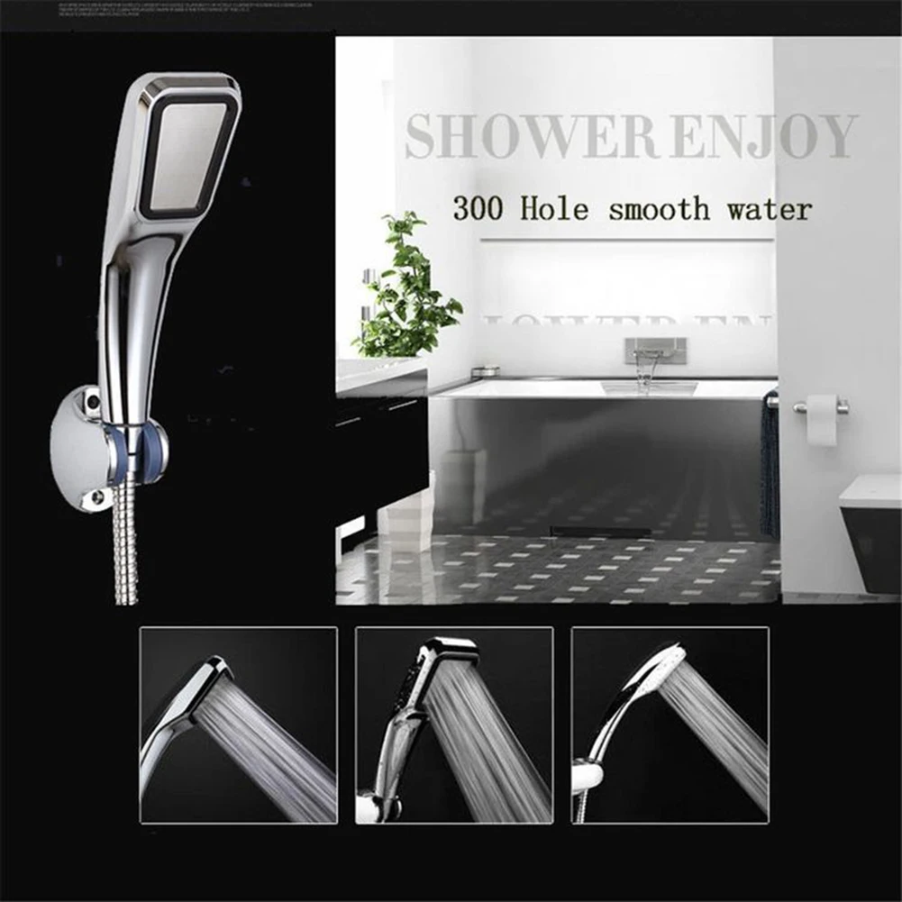 300 Holes Bathroom High Pressure Adjustable Water Saving Sprayer Shower Head Water Booster Showerhead Handheld Shower Head