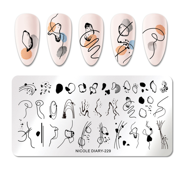 DIARY Line Flower Nail Stamping Plates Chinese Style Letter Pattern Nail Art Stamp Templates Face Leaf Printing Stencil
