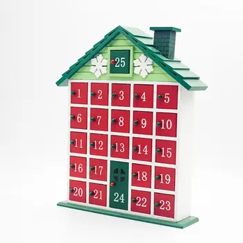 

Christmas Wooden House Countdown Advent Calendar Christmas Storage Box X3UC
