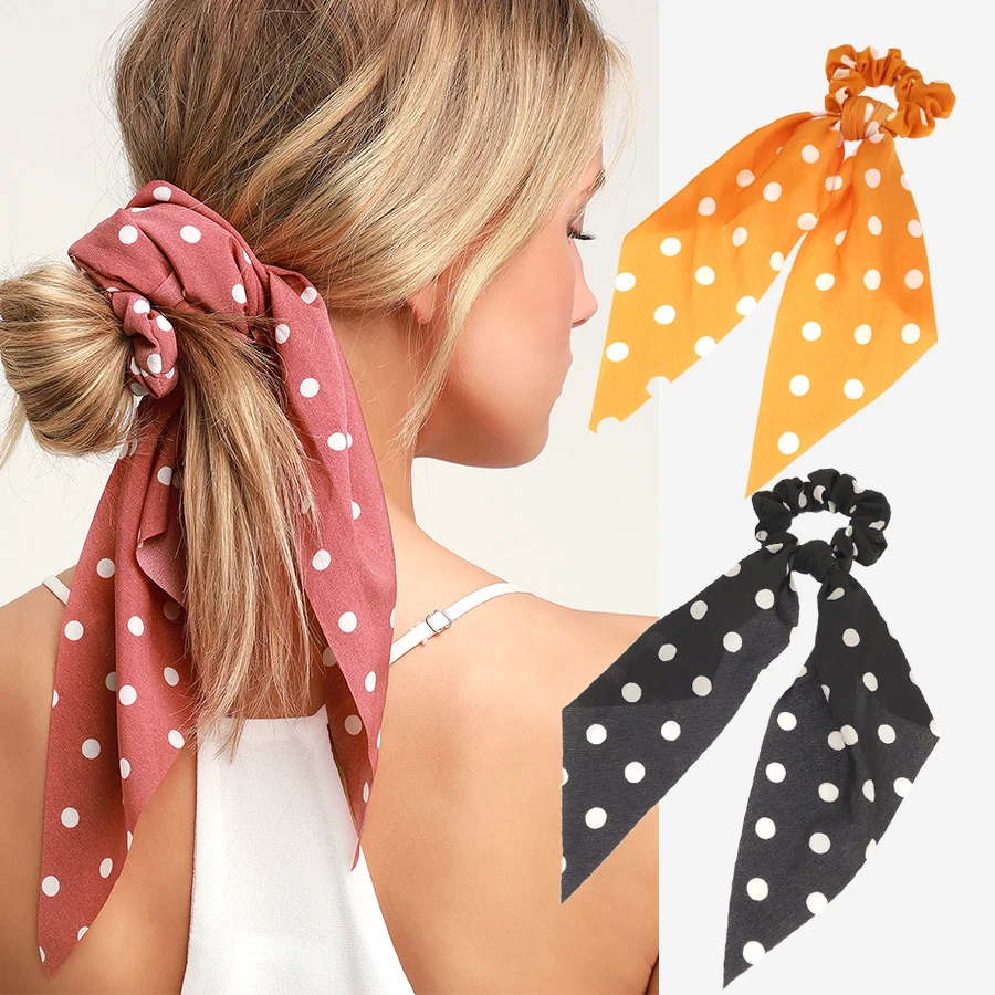 Big Polka Dot Scrunchies Women Elastic Hair Tie Girls Ponytail Hair Accessories