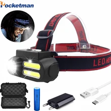 

Most Poweerful XPE+2* COB LED Headlamp Portabl Work Headlight Waterproof Head Light USB Rechargeable Head Lamp Best for Camping