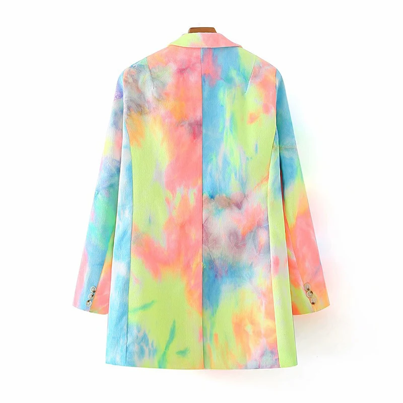 Autumn 2020 Women Korean Street Style Blazer Printed Lapel Collar Long Sleeve Loose Fit Jacket Fashion Suit Coat Female Outwear