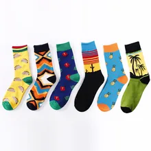 Осенние модные Хлопковые женские мужские носки Алмазная Кокосовая елка ананас узор хип хоп Британский тренд повседневные забавные Harajuku