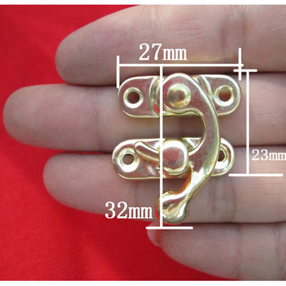 5 шт. маленький античный металлический замок декоративные застежки крюк подарок деревянная шкатулка замок с винтами для мебели оборудование - Цвет: Золотой