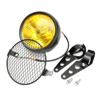 

Motorcycle Universal Headlight Lampshade Mesh Grille Bracket Mask Mount Headlight For Cafe Racer Bobber