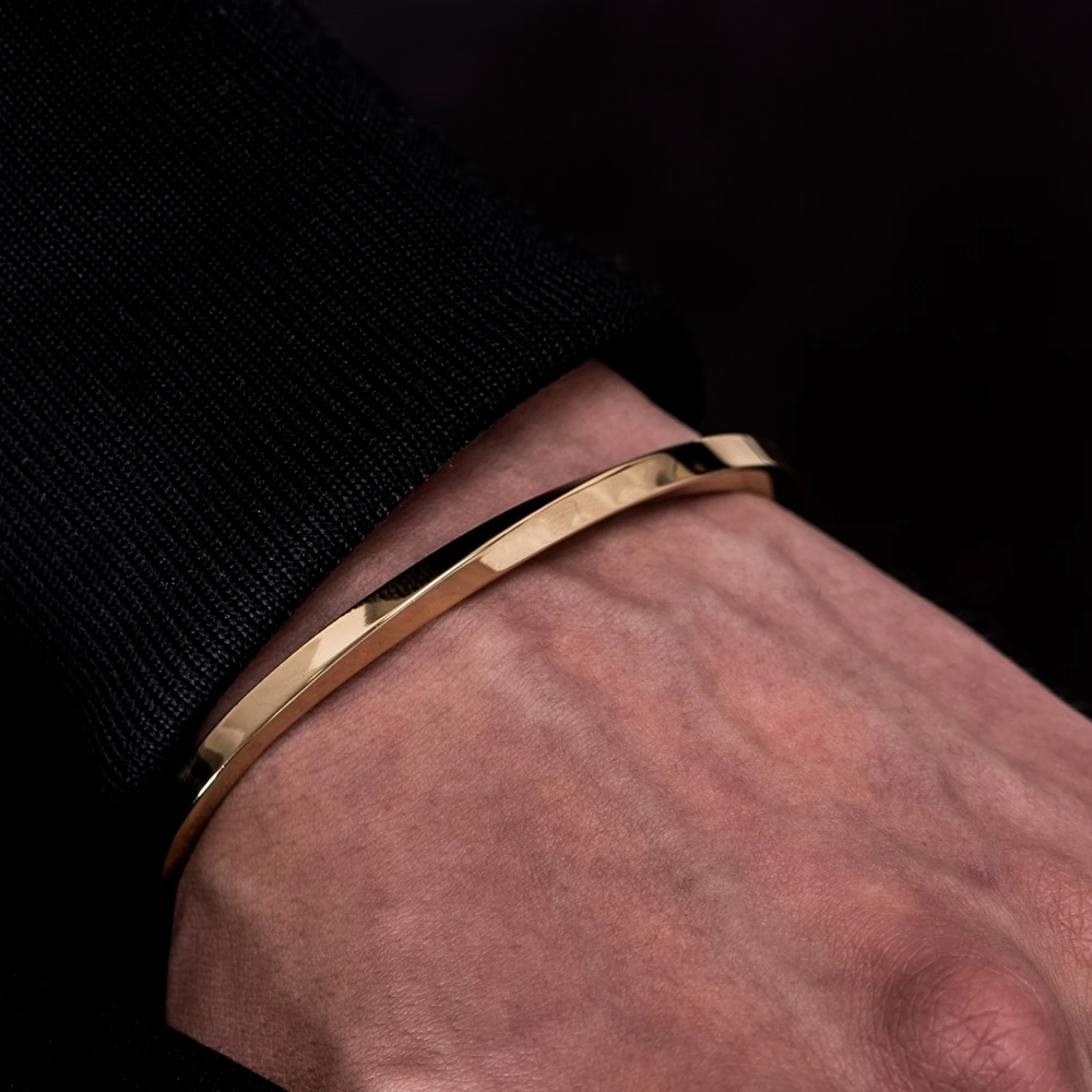 Simple Classic bangle Stainless steel Bangle men Bracelets black Cuff Bangle for Women Type C twisted Bangle  jewelry 3