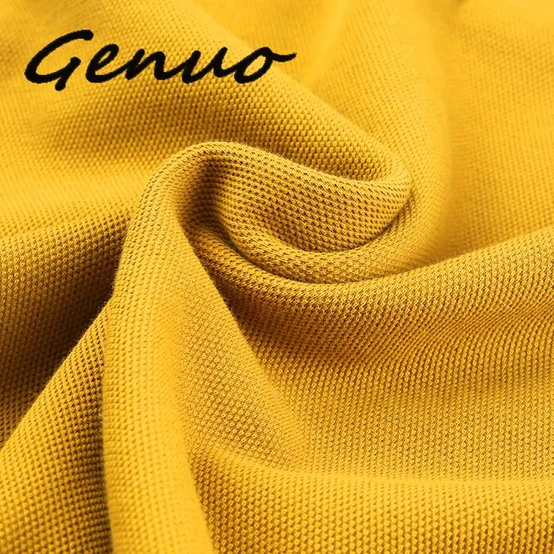 Genuo, новые модные бренды рубашек-поло, мужская хлопковая летняя приталенная Однотонная рубашка поло с коротким рукавом для мальчиков, повседневная мужская одежда