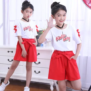 

Teen Girls Summer Clothing Set Children Tee Shirt Shorts Pants Matching Outfits Clothes