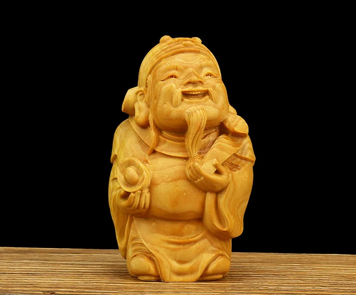 2," китайская шкатулка-деревянная ручная резная маммон милый Yuanbao Ruyi богатство статуя бога