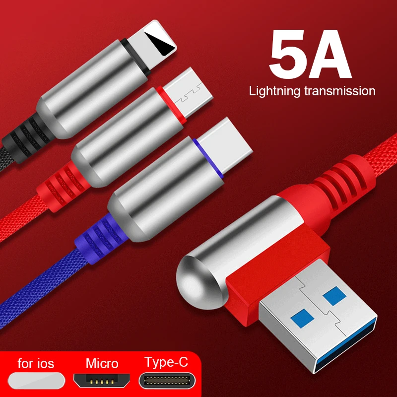 3 в 1 Локоть быстрой зарядки USB кабель Micro USB ype C кабель для samsung huawei USB кабель для iPhone X XS USB кабель