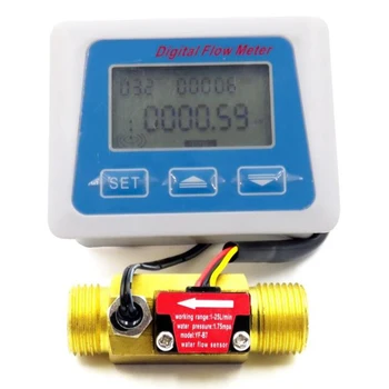 

Digital Lcd Display Water Flow Sensor Meter Flowmeter Rotameter Temperature Time Record With G1/2 Flow Sensor