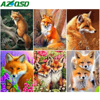 

AZQSD Diy Paint By Number Fox Canvas Painting Kits Drawing On Canvas Handpainted Gift Coloring By Numbers Animal Unique Gift